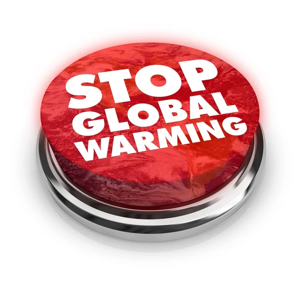 Zastavit globální oteplování - tlačítko — Stock fotografie