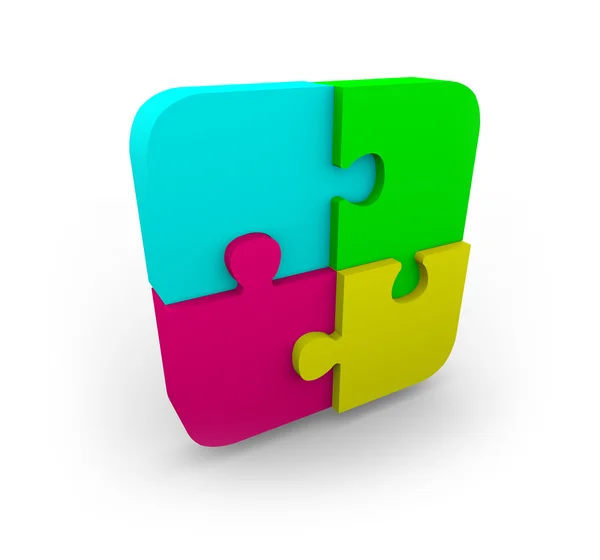 Four Puzzle Pieces Fit Together — Stock Photo, Image