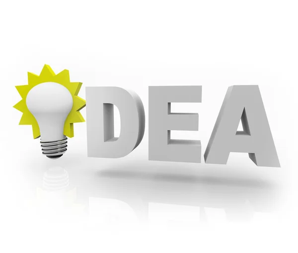 Idea Word with Light Bulb — Zdjęcie stockowe