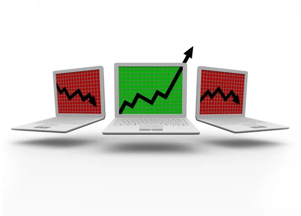 Wachstumspfeil auf Laptop-Computer — Stockfoto