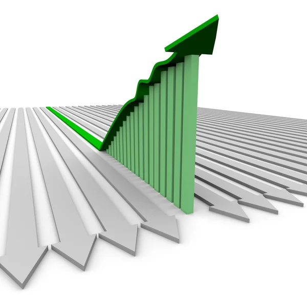 Zelený růst šipka - sloupcový graf — Stock fotografie