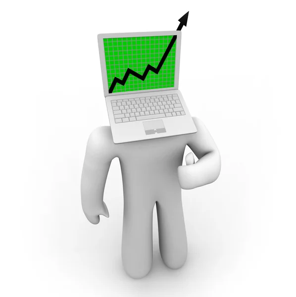 Wachstumspfeil auf Laptop-Figur — Stockfoto