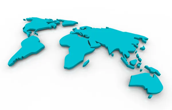 全球地图-蓝白色背景上 — 图库照片