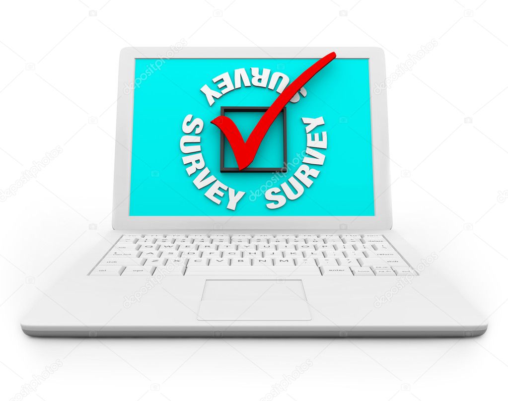 Survey Checkbox and Mark on a White Laptop