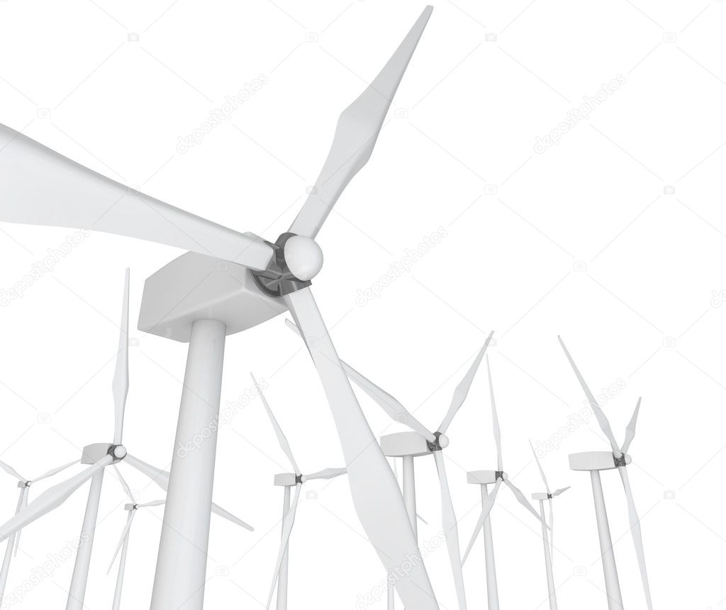 Wind Power - Turbines on White