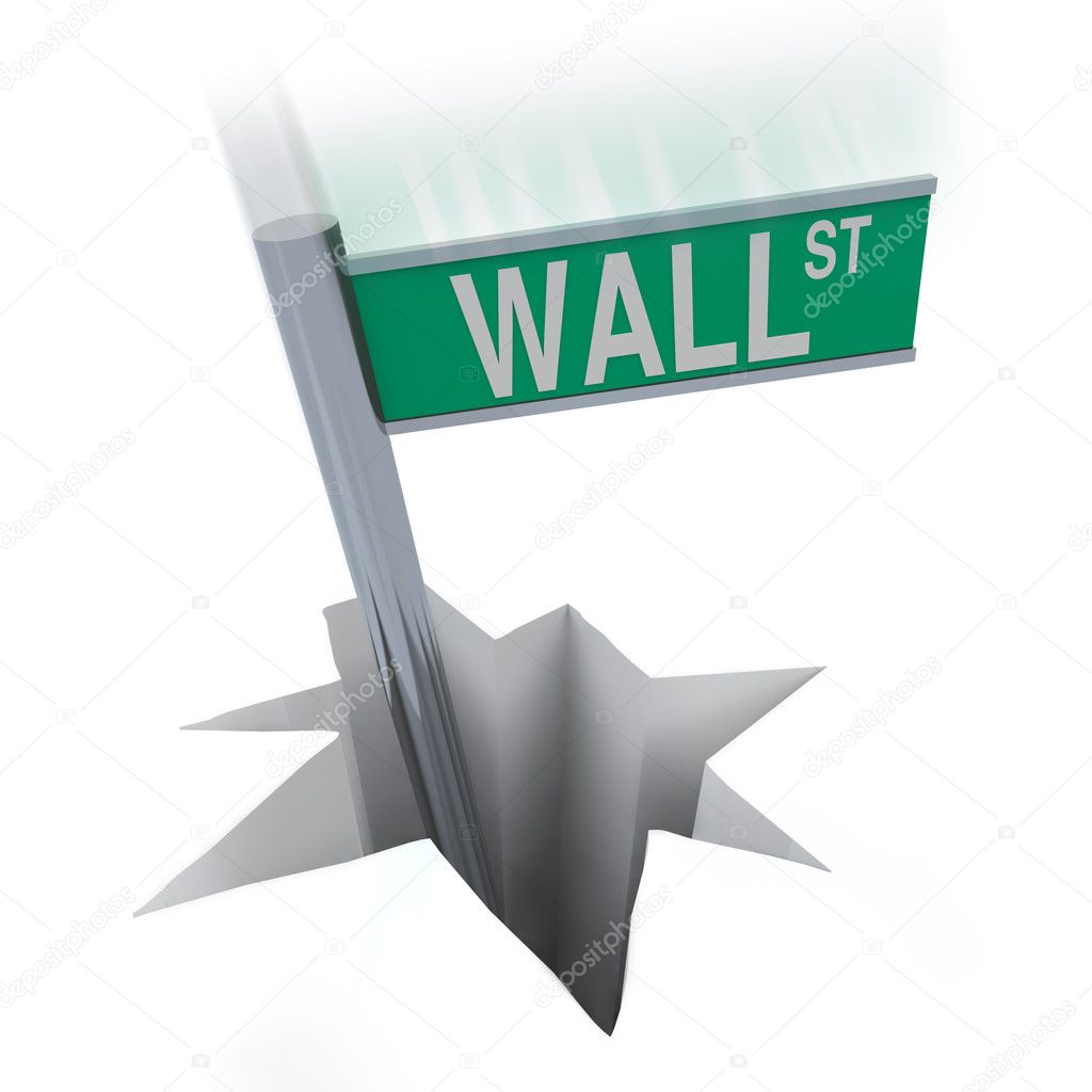 Wall Street Bear Market - Sign Falling in Hole