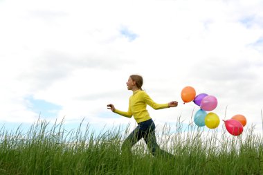 Children and balloons clipart