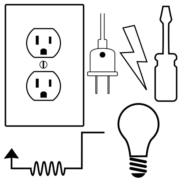 Símbolo elétrico do eletricista do empreiteiro de reparação — Vetor de Stock