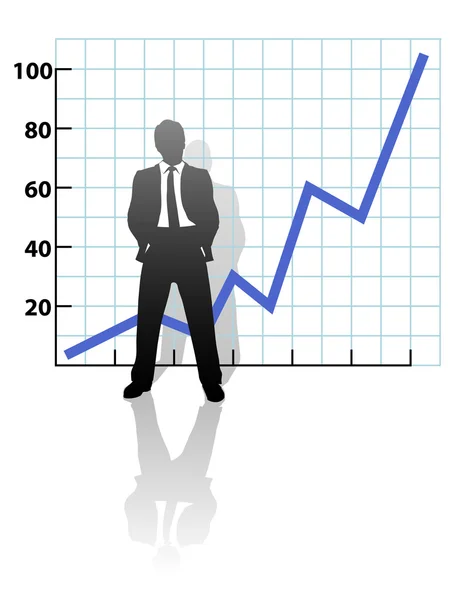 Business Man and Financial Growth Success Chart — Stock Vector