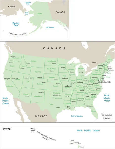 アメリカ地図. — ストックベクタ