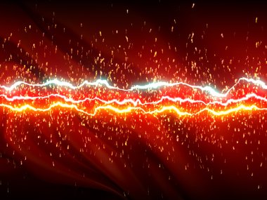 Lightnings on red background with sparks clipart