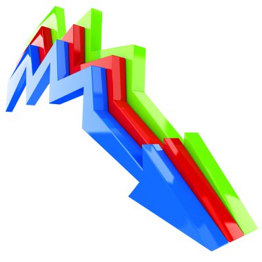 Triple arrow on white clipart