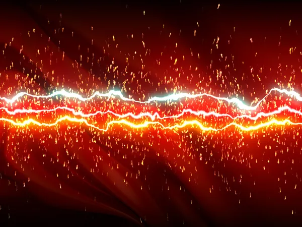 Lightnings on red background with sparks — Stock Photo, Image