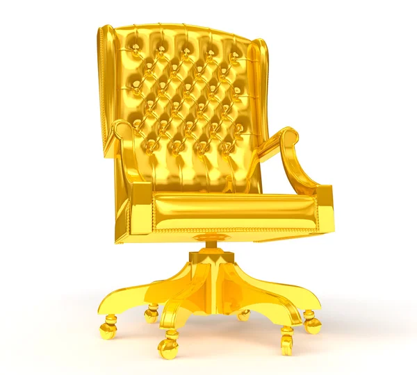 Золотой стул на белом — стоковое фото