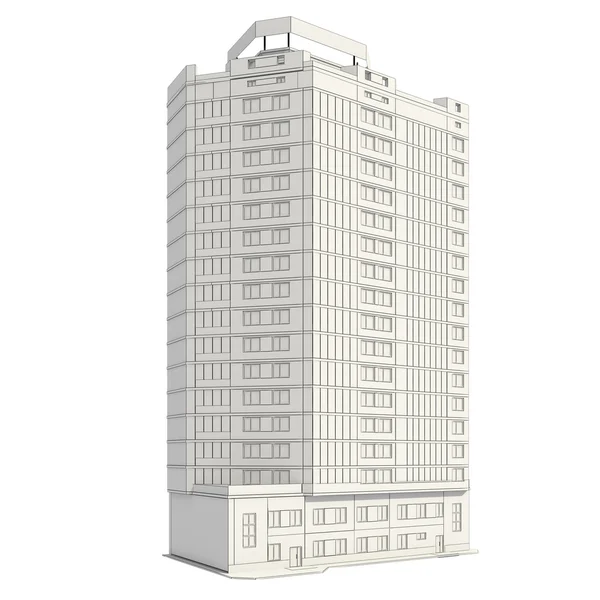 Construcción 3D del edificio de oficinas —  Fotos de Stock