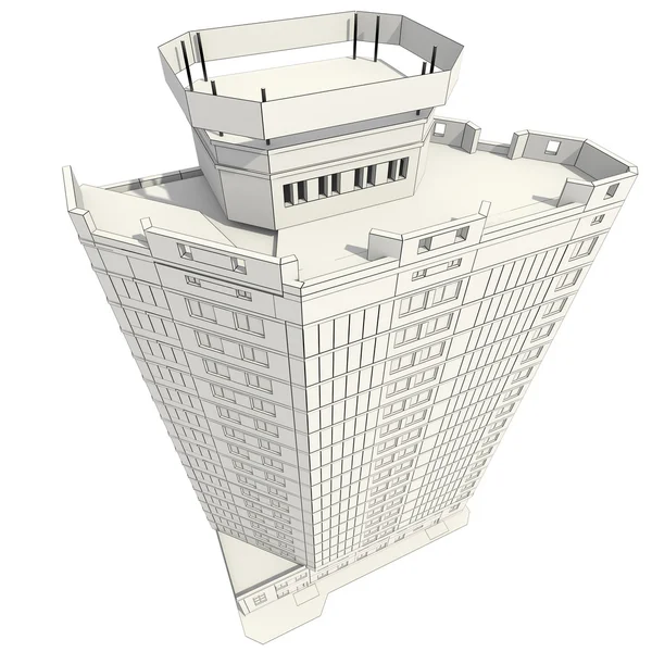 Construção 3D de edifício de escritórios — Fotografia de Stock