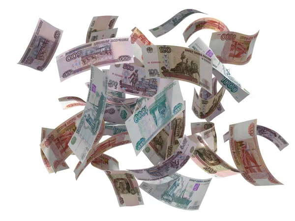 Російські рублі падіння ізольовані Стокове Фото