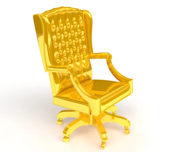 Χρυσή καρέκλα απομονωμένη σε λευκό Royalty Free Εικόνες Αρχείου