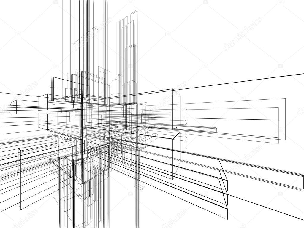 Abstract wireframe at white background