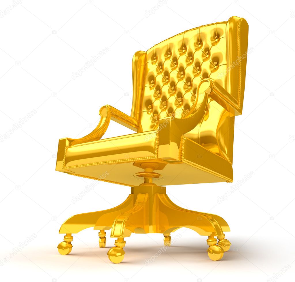 Golden chair isolated on white