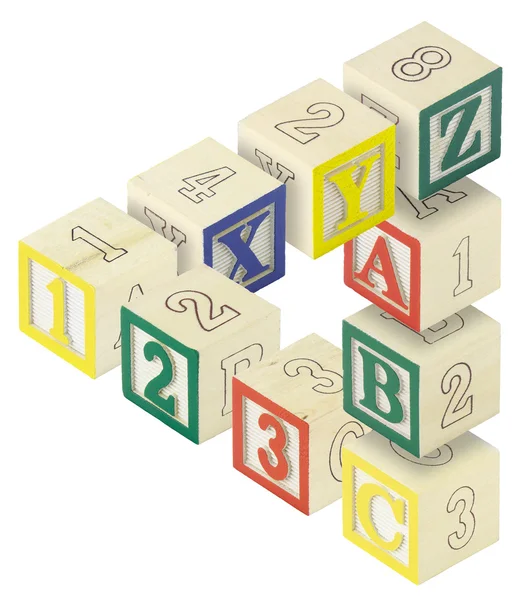 123 abc alfabet blokkeert optische illusie — Stockfoto