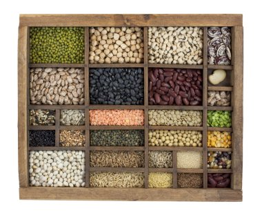 Variety of beans, grains and seeds clipart