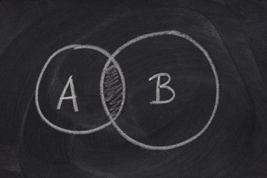 Two overlaping circles on blackboard clipart