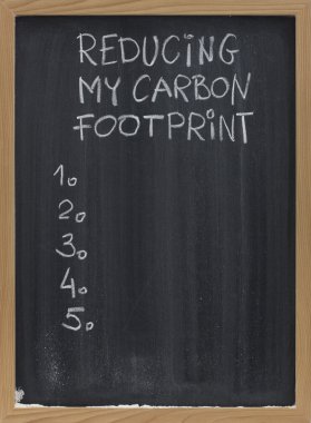 Reducing carbon footprint on blackboard clipart