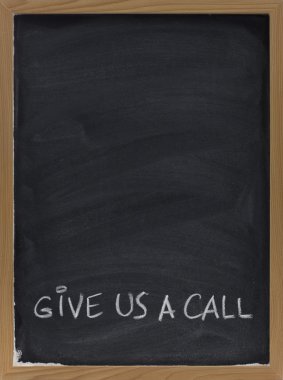 Give us a call message on blackboard clipart