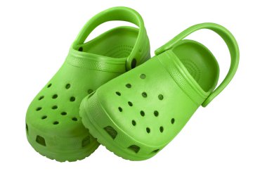 Bright green plastic clogs clipart