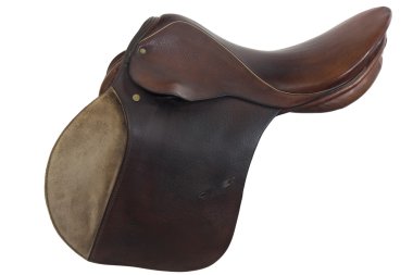Used horse saddle, English style clipart