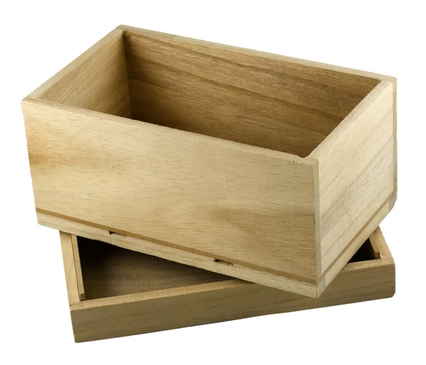 Caja de regalo de madera abierta con tapa — Foto de Stock