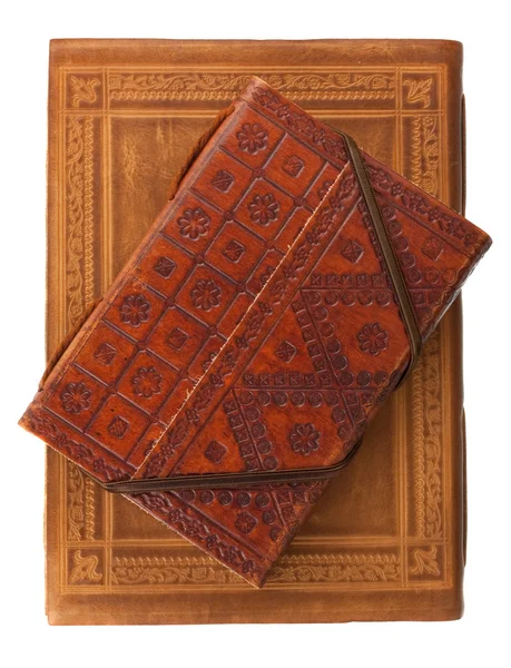 红棕色和红色皮革中的日记书 — 图库照片