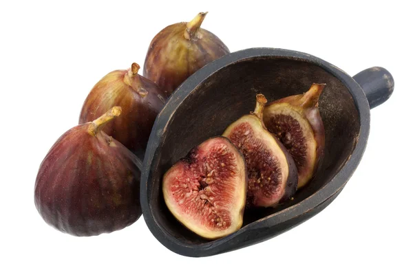 Fresh Turkish figs with a wooden scoop — Stock Photo, Image