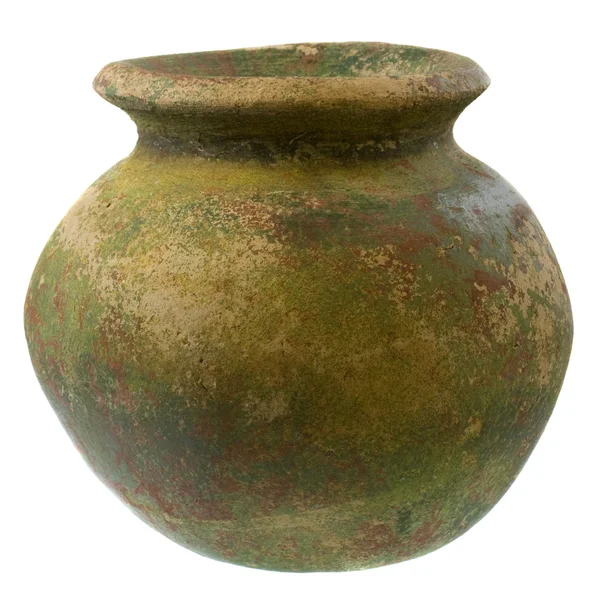 緑と茶色の大まかな粘土の植木鉢 — ストック写真