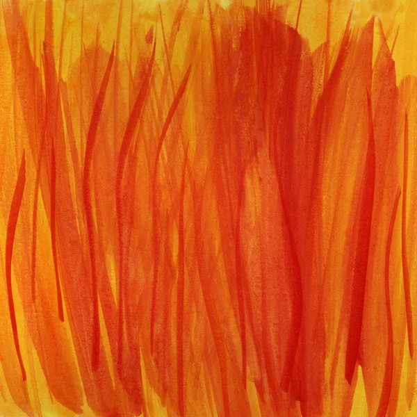 Eld flammor, röd och gul akvarell — Stockfoto