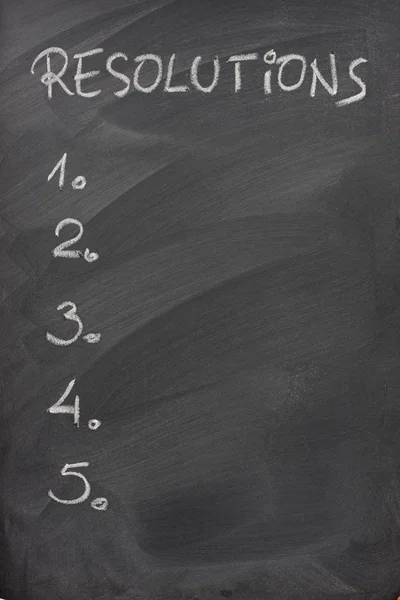 List of resolutions on a blackboard — Stock Photo, Image