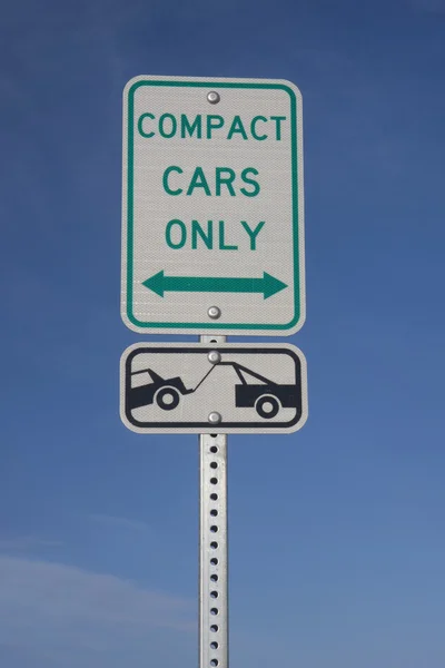 Compact car only, parking, towing sign — Stock Photo, Image