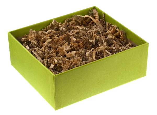 Caixa de presente ecológico com papel estilhaçado — Fotografia de Stock
