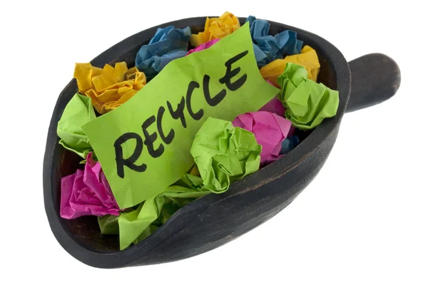 Reciclagem - papel esmigalhado colorido — Fotografia de Stock