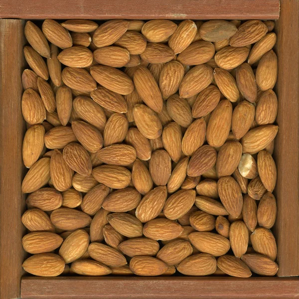 Shelled almond nuts background — Stock Photo, Image