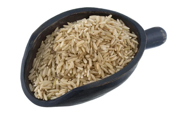 Basmati kahverengi pirinç Kepçe — Stok fotoğraf