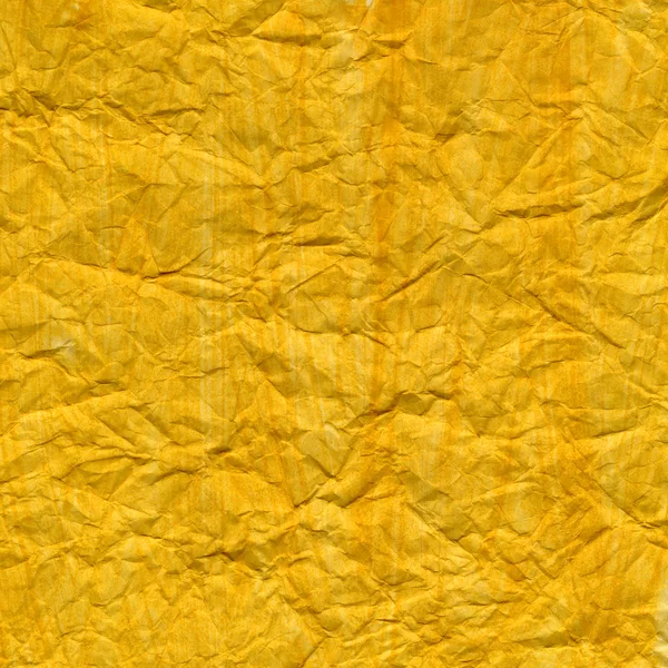 Crumpled yellow painted paper texture — Stock Photo, Image
