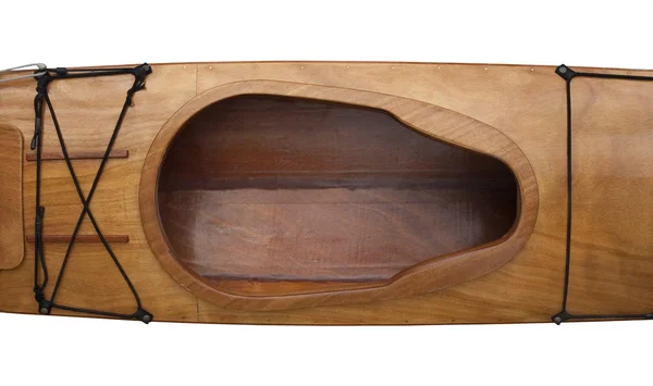 Кокпіт і палуба дерев'яного морського каяка — стокове фото