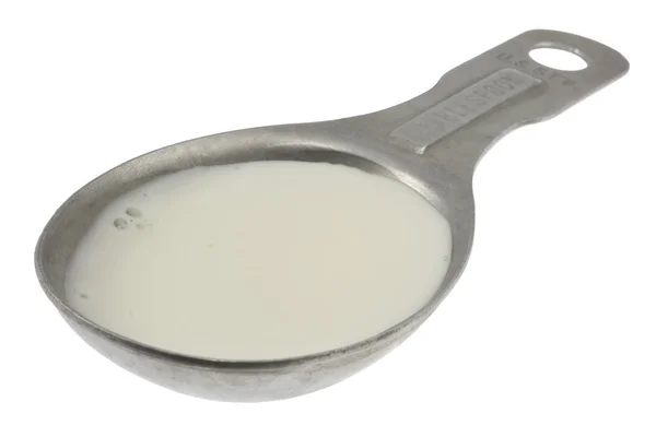 Κουταλιά της σούπας γάλα ή δοχείο κρέμας — Φωτογραφία Αρχείου