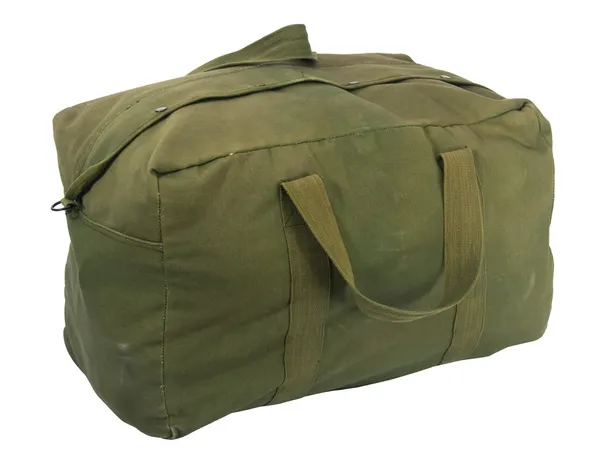 Military green canvas duffel bag — Stock Photo, Image