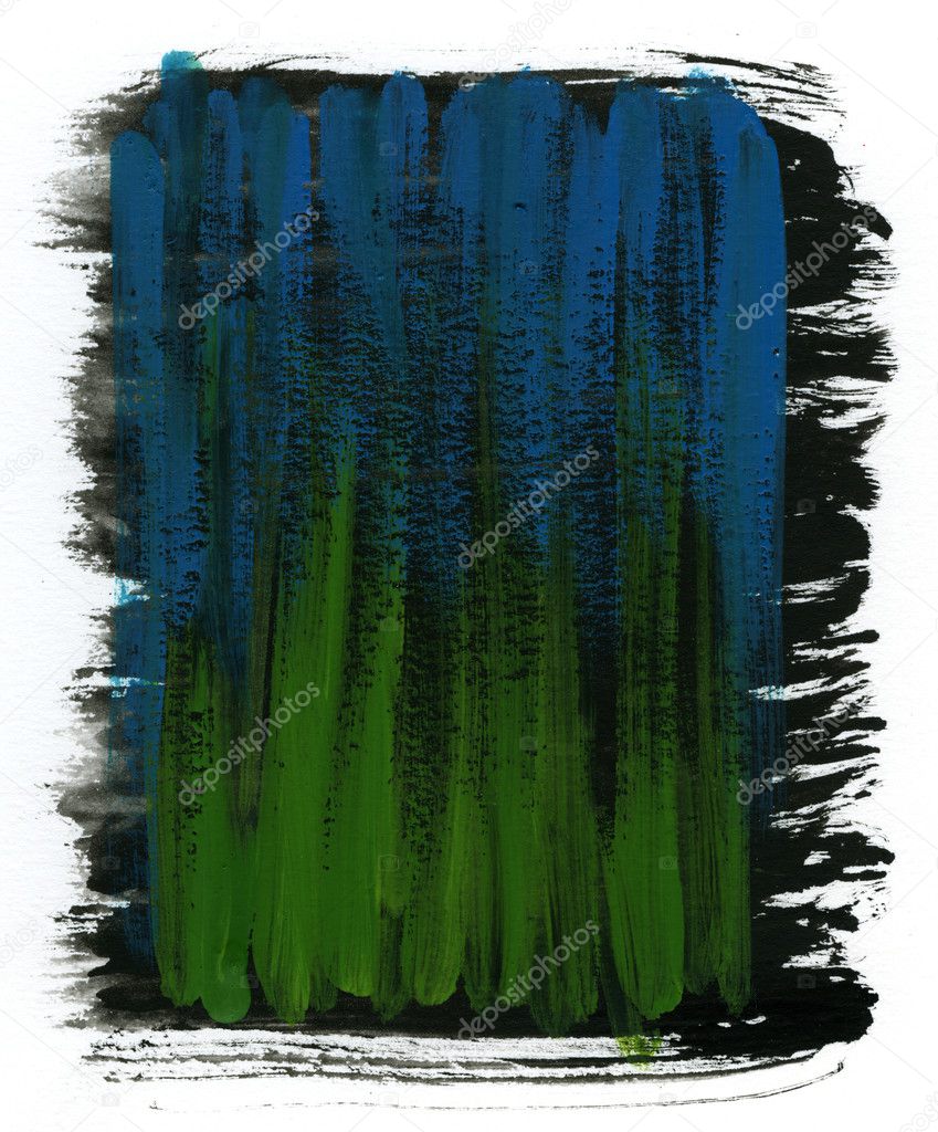 Green, blue and black watercolor