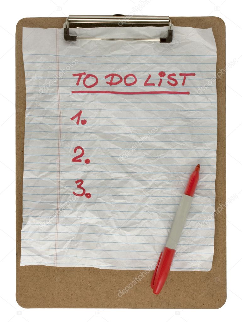 To do list on clip board