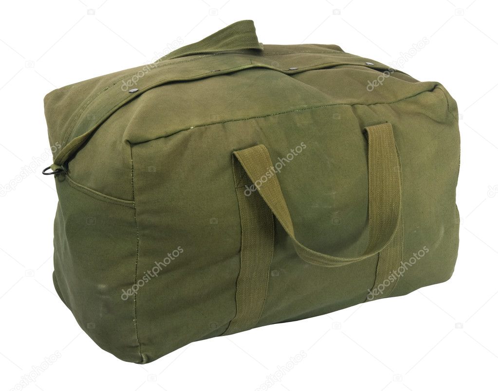 Military green canvas duffel bag