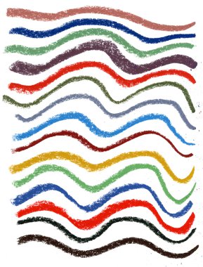 Wavy color lines with pastel crayons clipart